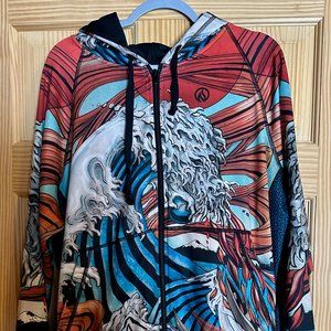 LIMITED RARE INKnBURN Dragon Wave Unisex Zip Hoodie W/Drop Bag size L